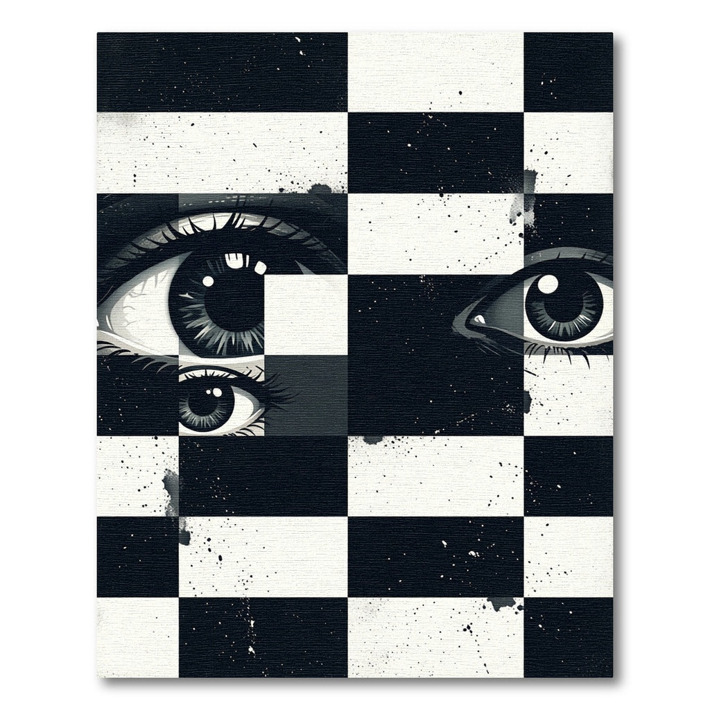 Black and White Surreal Eye Grid Rug
