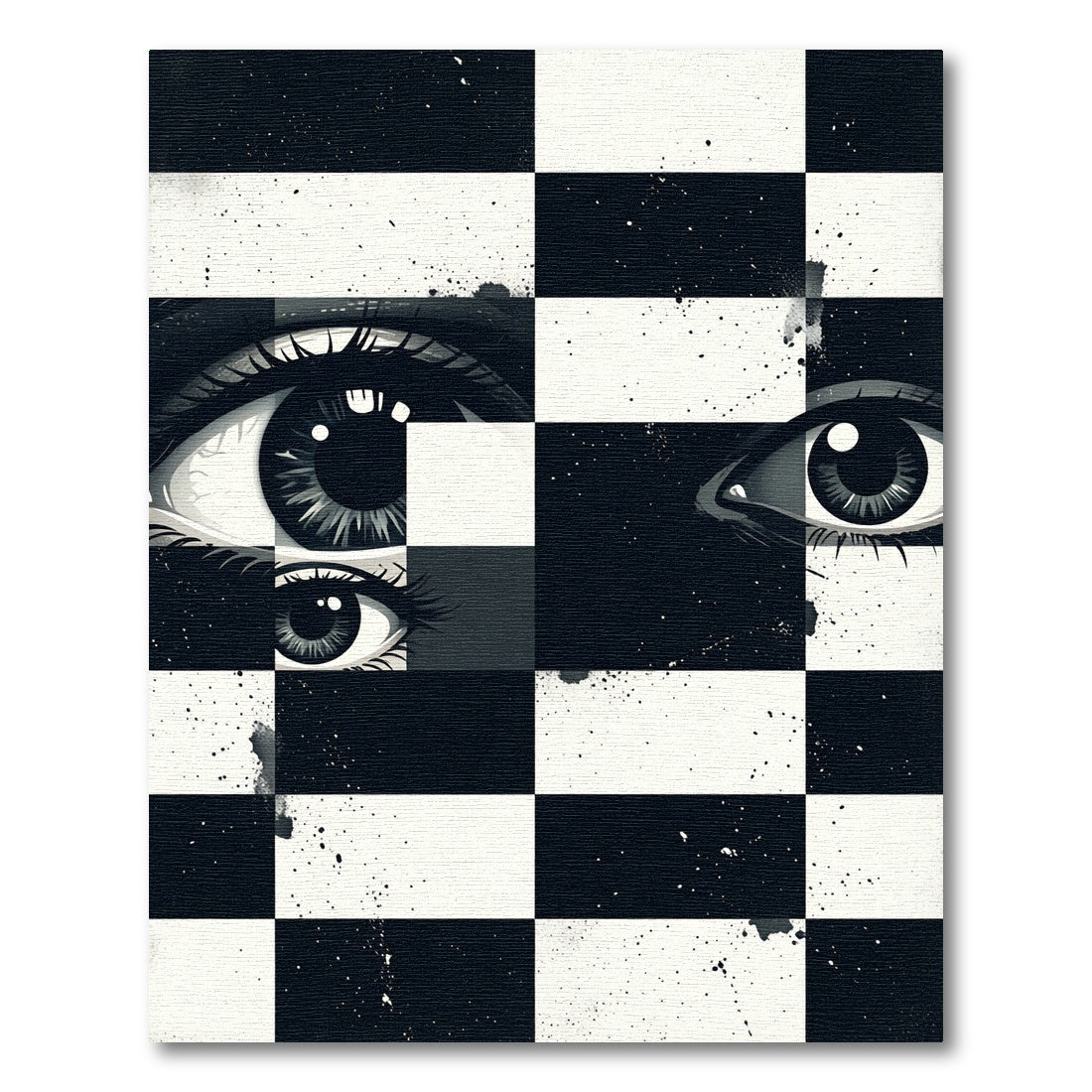 Black and White Surreal Eye Grid Rug
