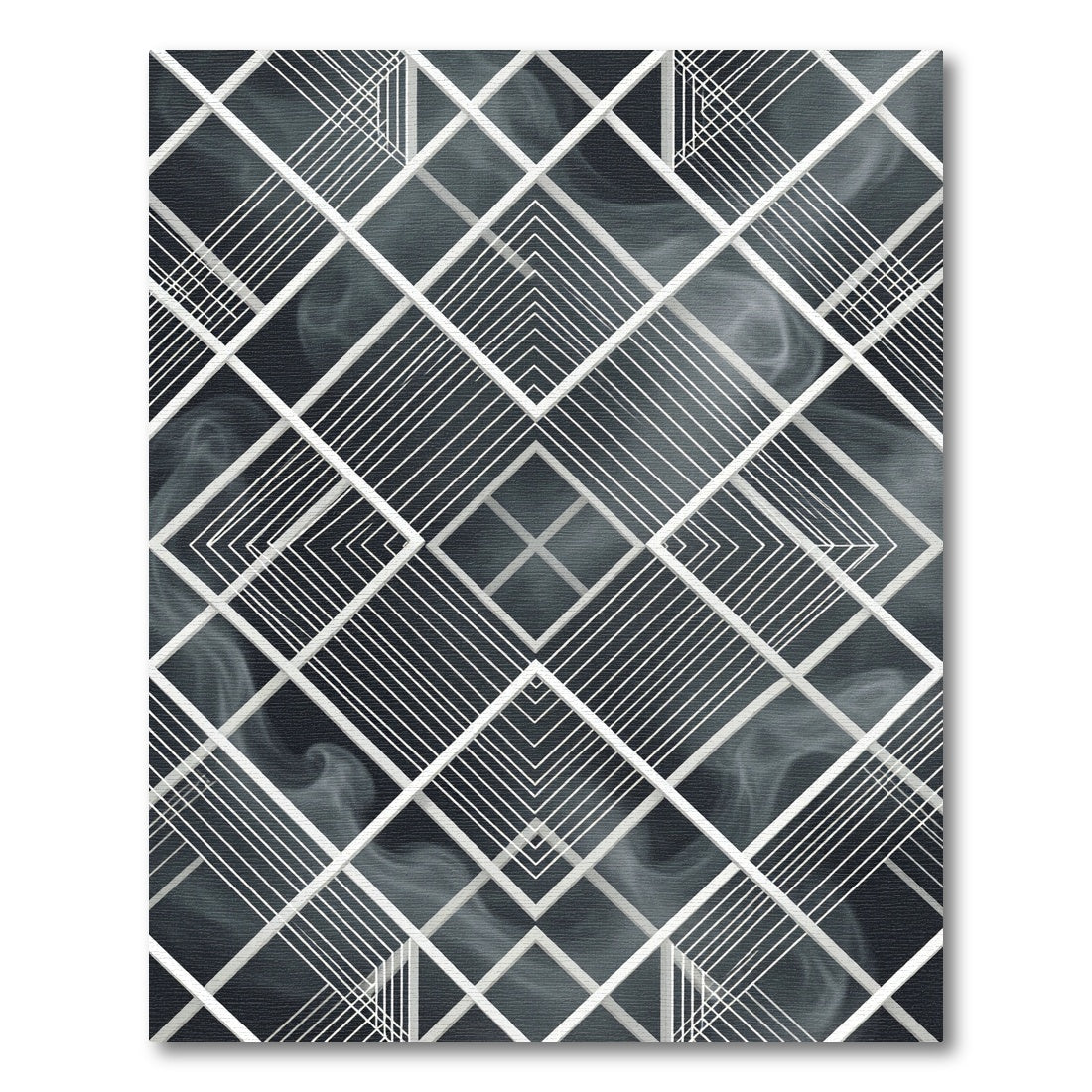 Monochromatic Geometric Smoke Abstract Rug