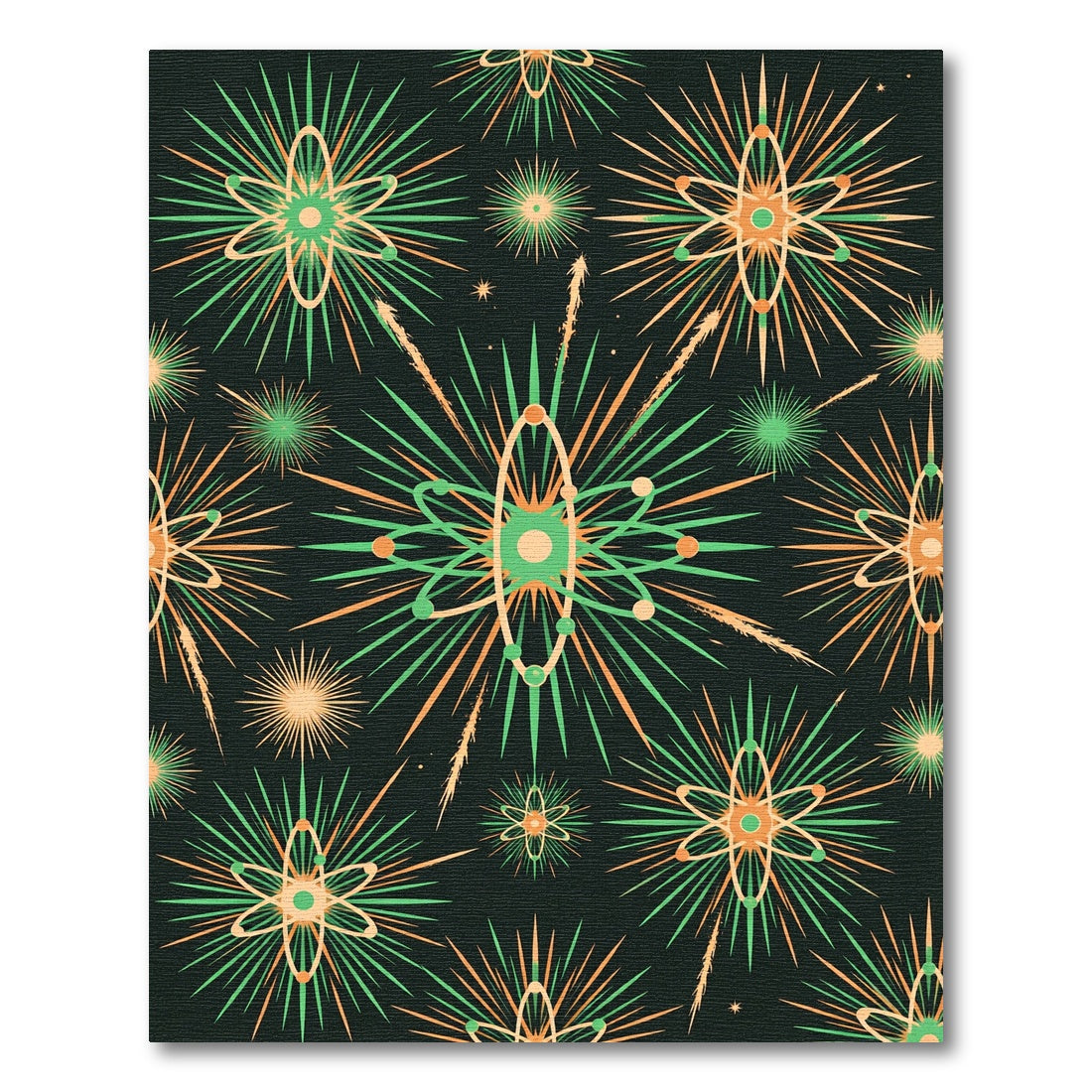 Atomic Retro Starburst Sage Gold Rug