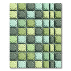 Geometric Sage and Olive Puffy Tile Rug