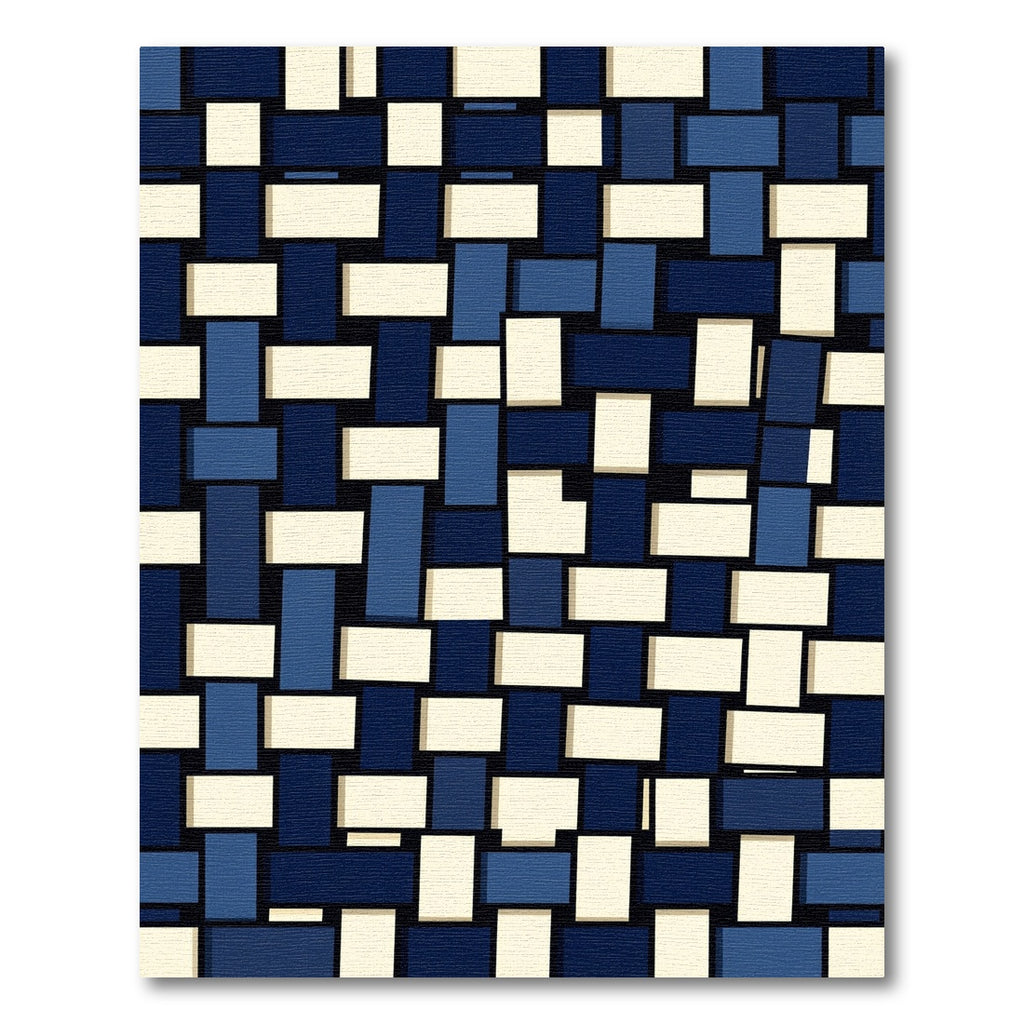 Cobalt Cream Rectangular Weave Rug