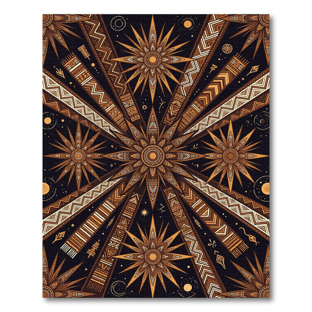Golden Sunburst Starburst Ethnic Geometric Rug