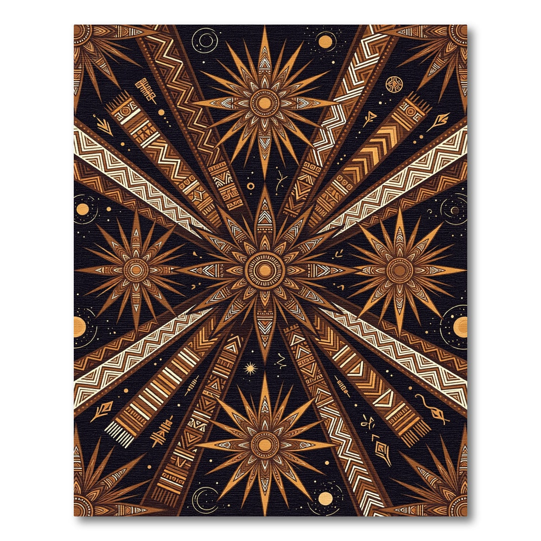 Golden Sunburst Starburst Ethnic Geometric Rug