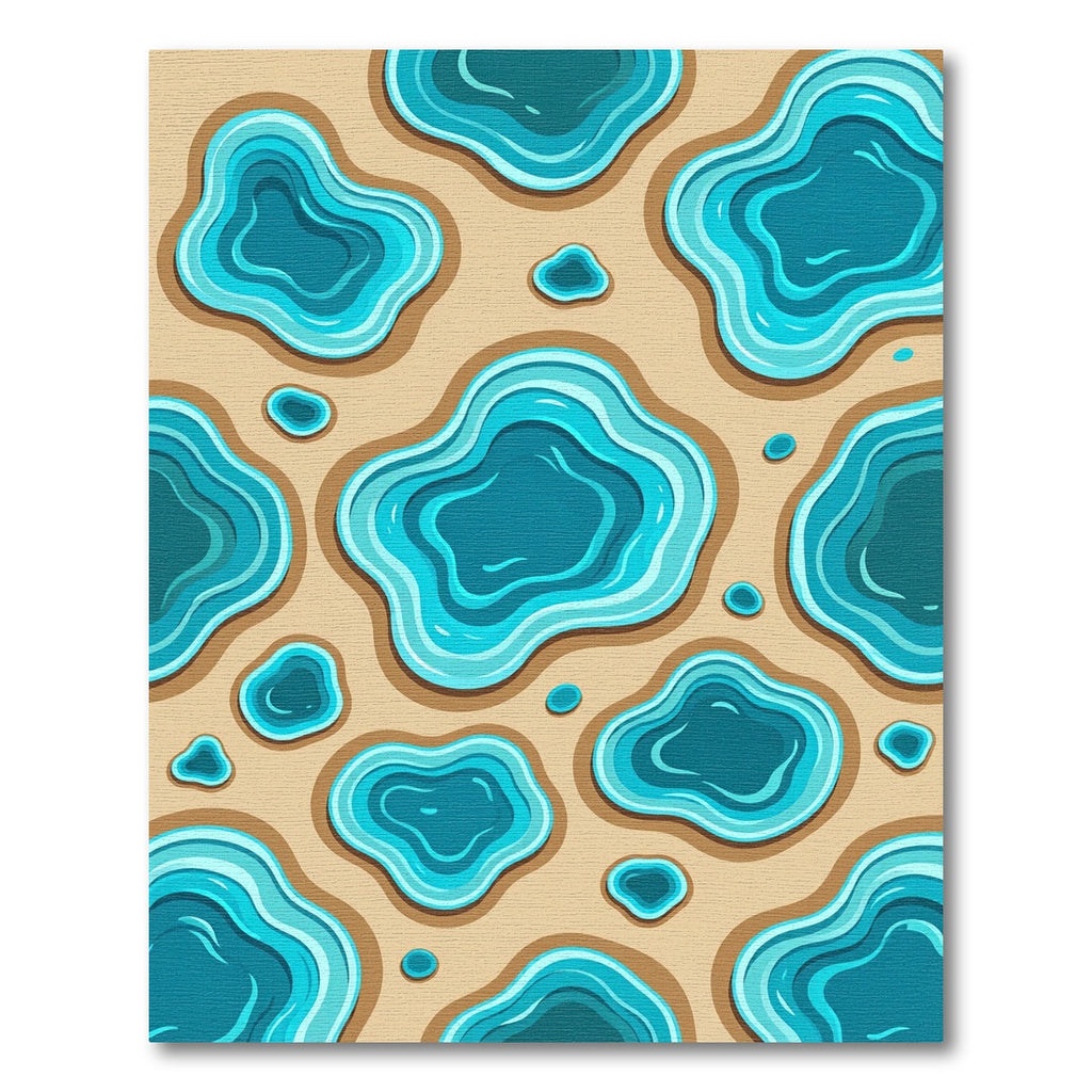 Abstract Teal Water Pond Ripples Rug