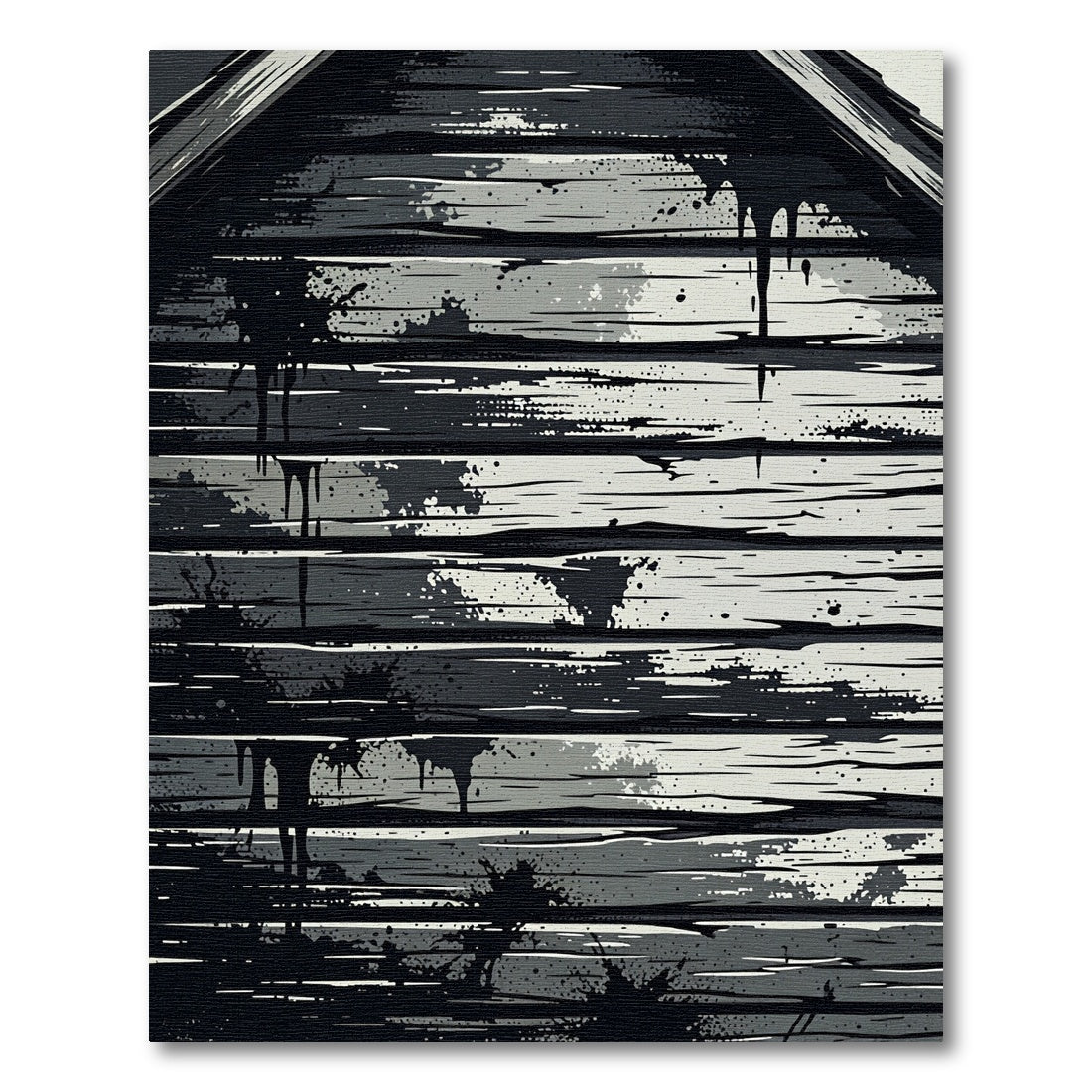 Monochromatic Grungy Wood Grain Splatter Rug