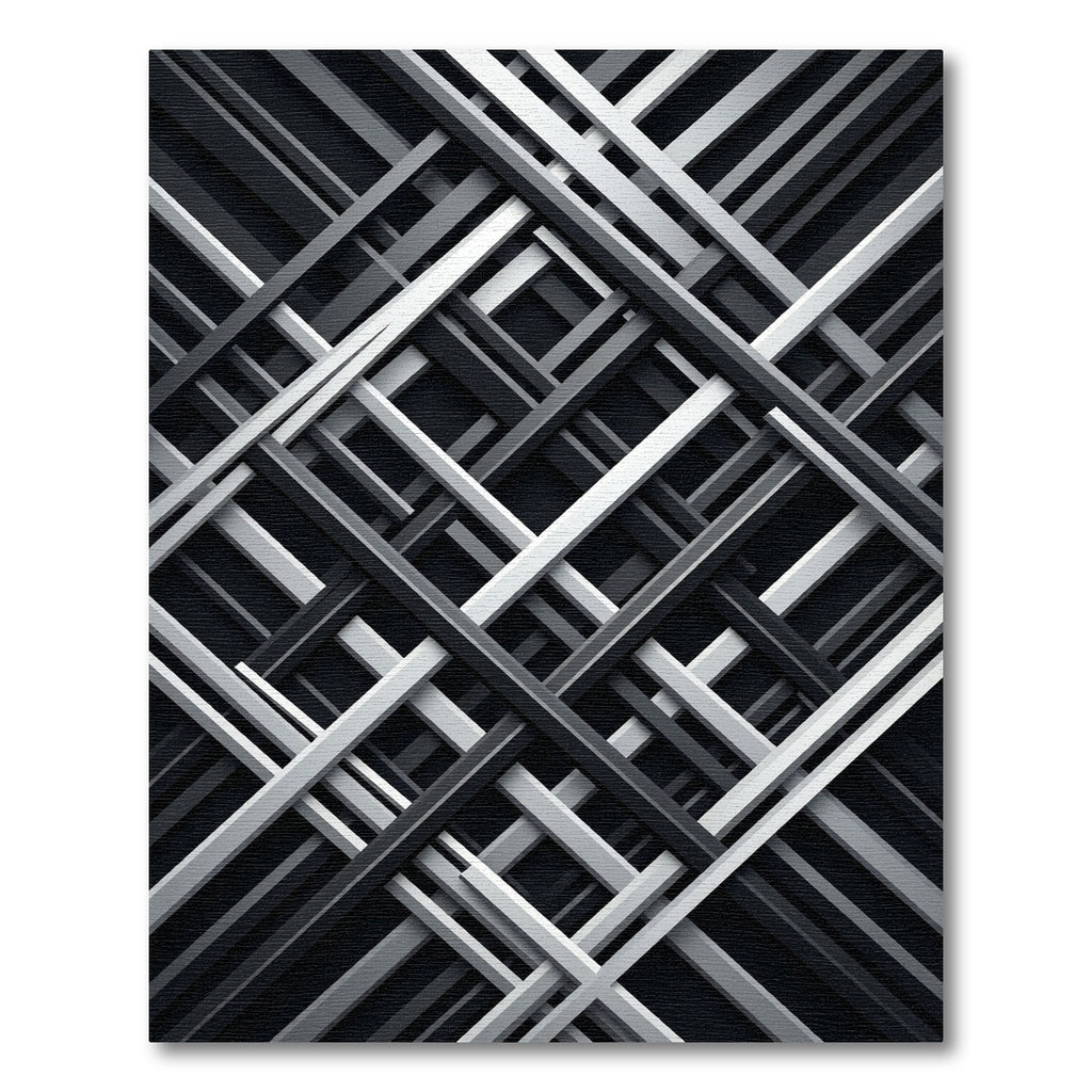 Modern Monochrome Intersecting Geometric Lattice Rug
