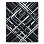 Modern Monochrome Intersecting Geometric Lattice Rug