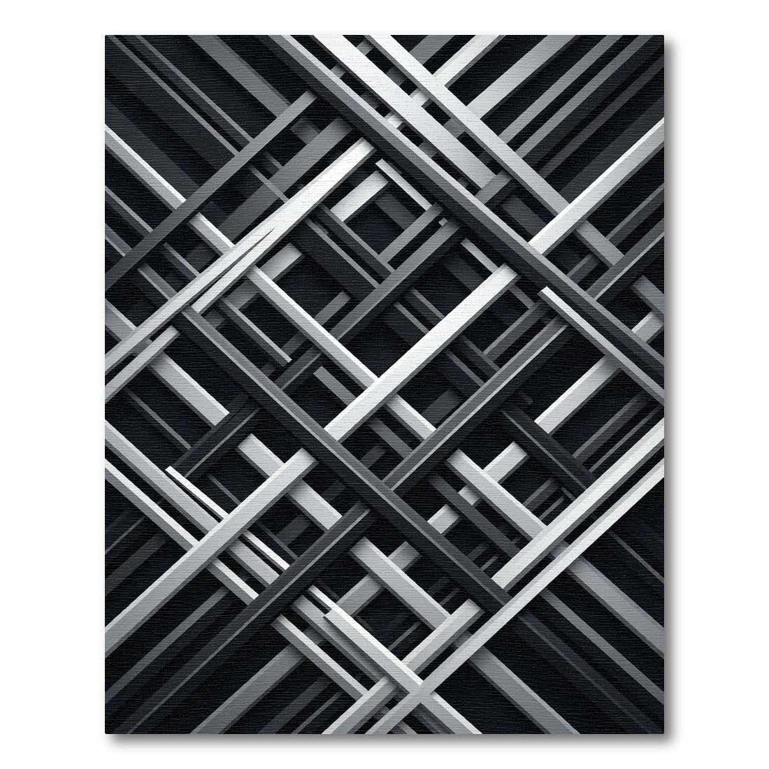 Modern Monochrome Intersecting Geometric Lattice Rug