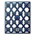 Navy Blue Interwoven Knot Lattice Rug