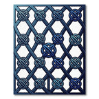 Navy Blue Interwoven Knot Lattice Rug