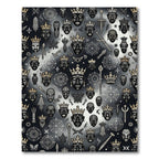 Tribal Masks Gold Crowns Geometric Symbols Rug