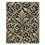 Gold Acanthus Swirl Damask Rug