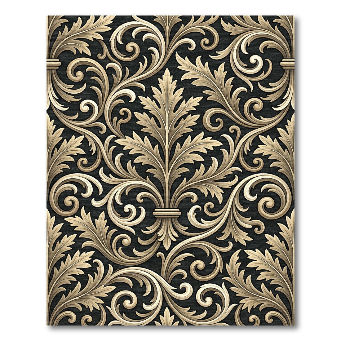 Gold Acanthus Swirl Damask Rug