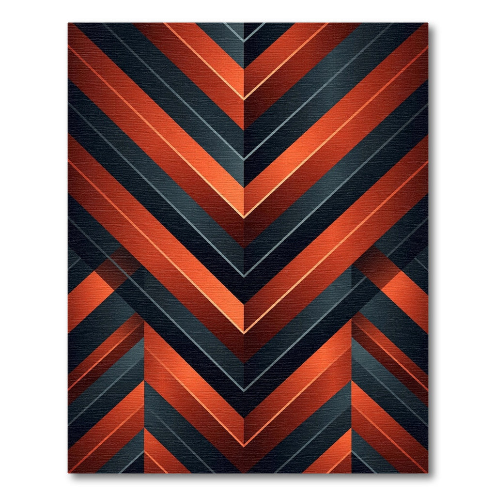 Bold Copper Chevron Geometric Arrangement Rug