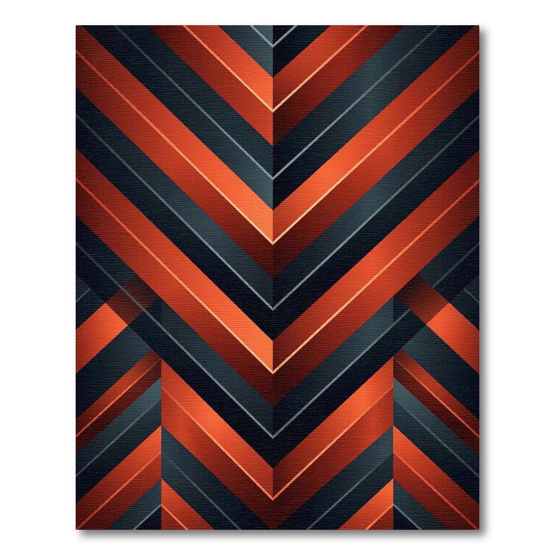 Bold Copper Chevron Geometric Arrangement Rug