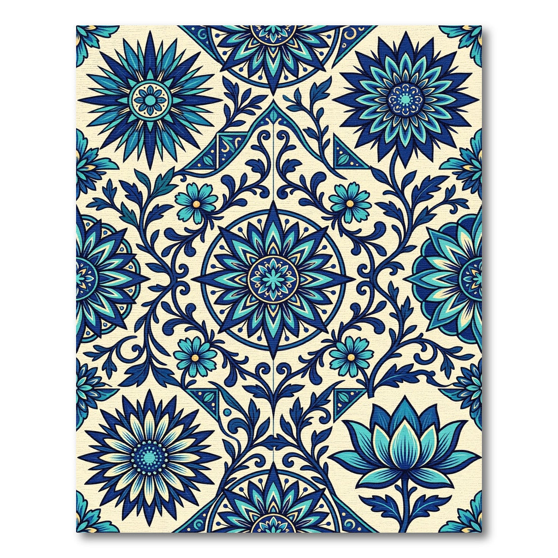 Ocean Bloom Floral Medallion Rug