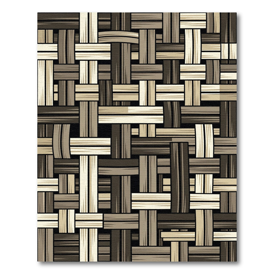 Textured Neutral Toned Woven Basket Weave Rug