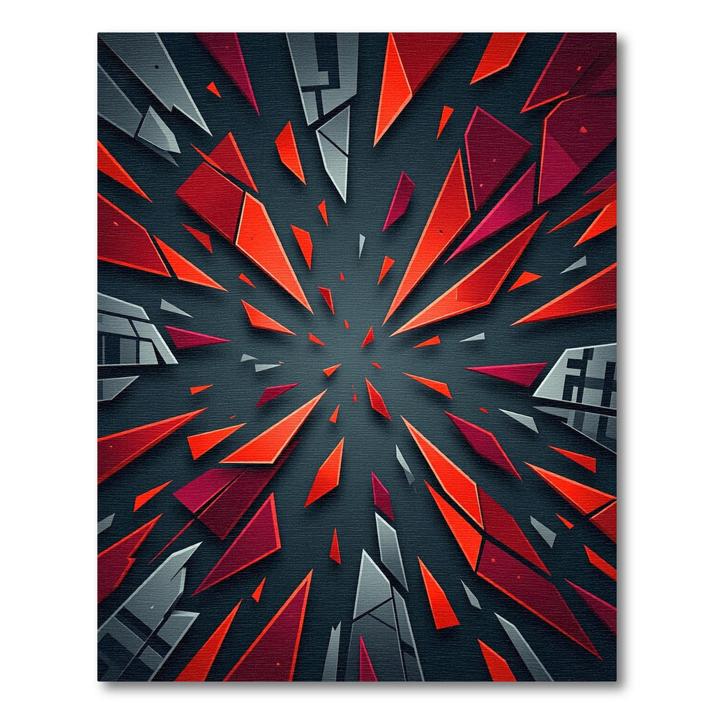 Abstract Red Geometric Explosion Rug