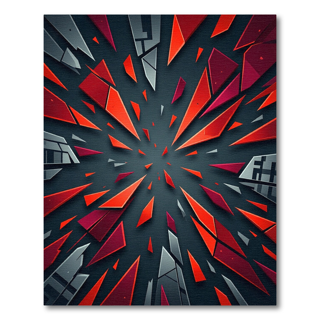 Abstract Red Geometric Explosion Rug
