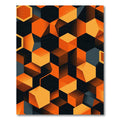 Modern Orange Geometric Hexagon Block Rug