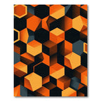 Modern Orange Geometric Hexagon Block Rug