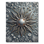 Metallic Starburst and Floral Gray Medallion Rug