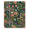 Midnight Botanical Rose Trellis Garden Rug