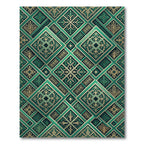 Emerald Geometric Ornate Jeweled Tile Rug