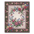 Pink Rose and Peony Floral Wreath Rug