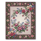 Pink Rose and Peony Floral Wreath Rug