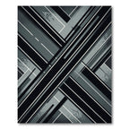Monochrome Industrial Geometric Crossed Line Rug