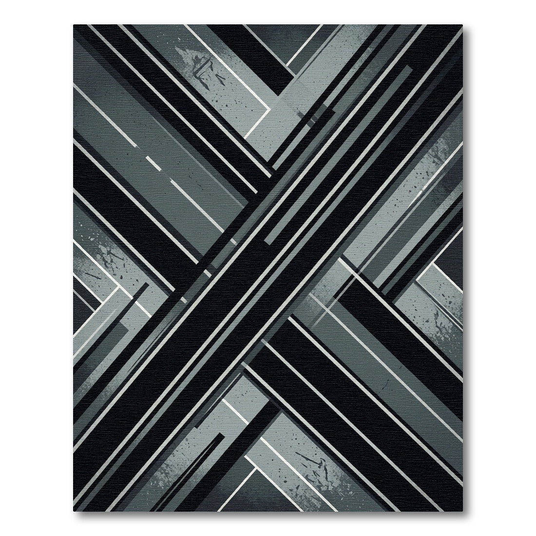 Monochrome Industrial Geometric Crossed Line Rug