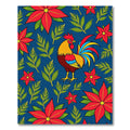 Bold Crimson Rooster Floral Collage Rug