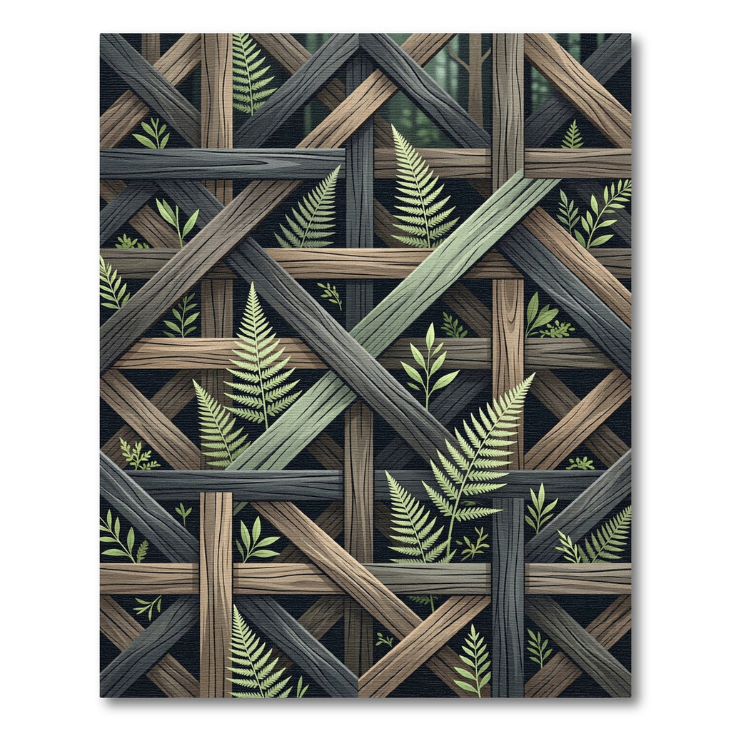 Forest Lattice Fern Earthy Rug