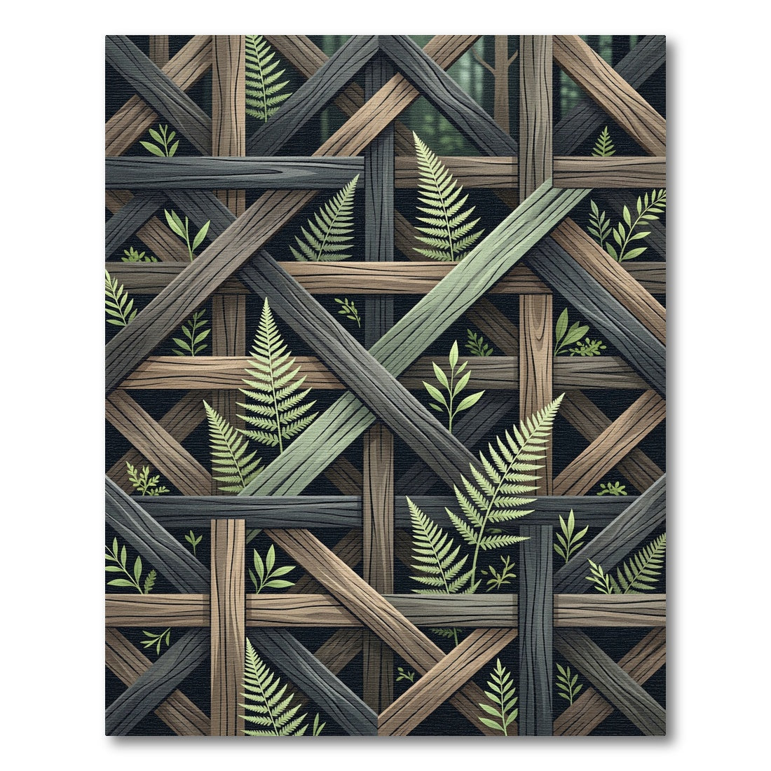 Forest Lattice Fern Earthy Rug