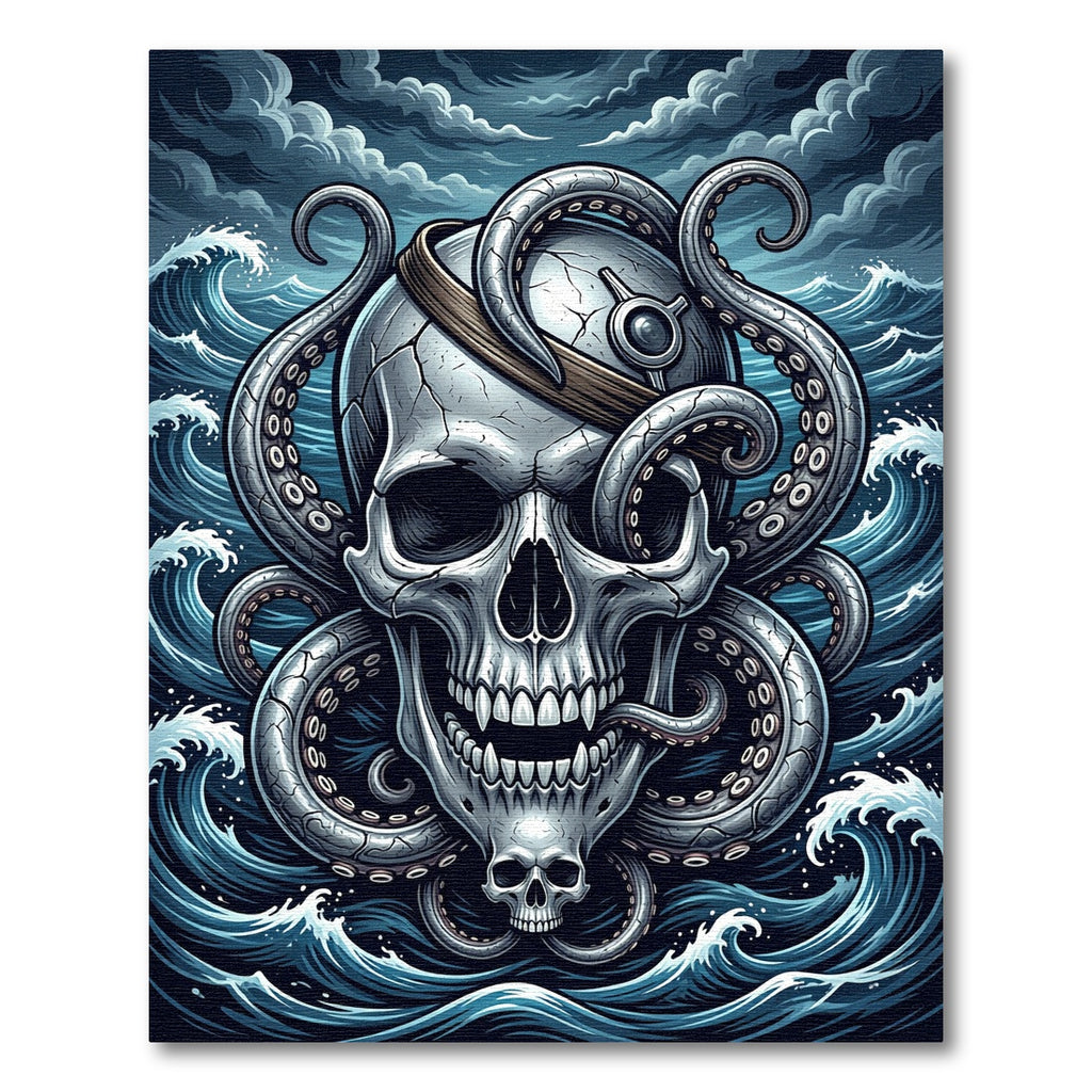 Dark Gothic Octopus Kraken Skull Art Rug