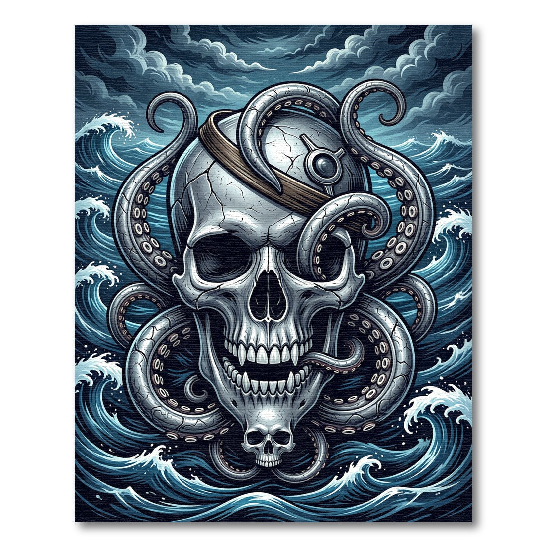 Dark Gothic Octopus Kraken Skull Art Rug