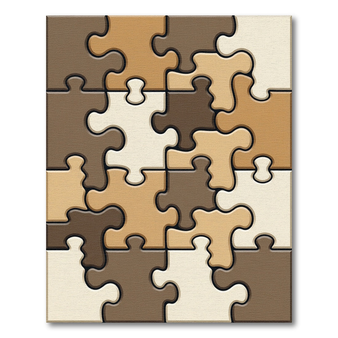 Earthy Tone Puzzle Piece Abstraction Rug