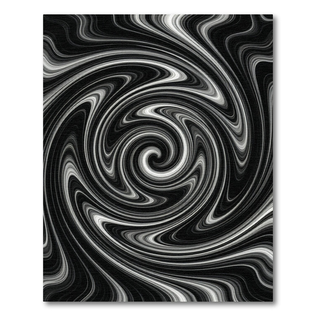 Black White Fluid Motion Art Rug