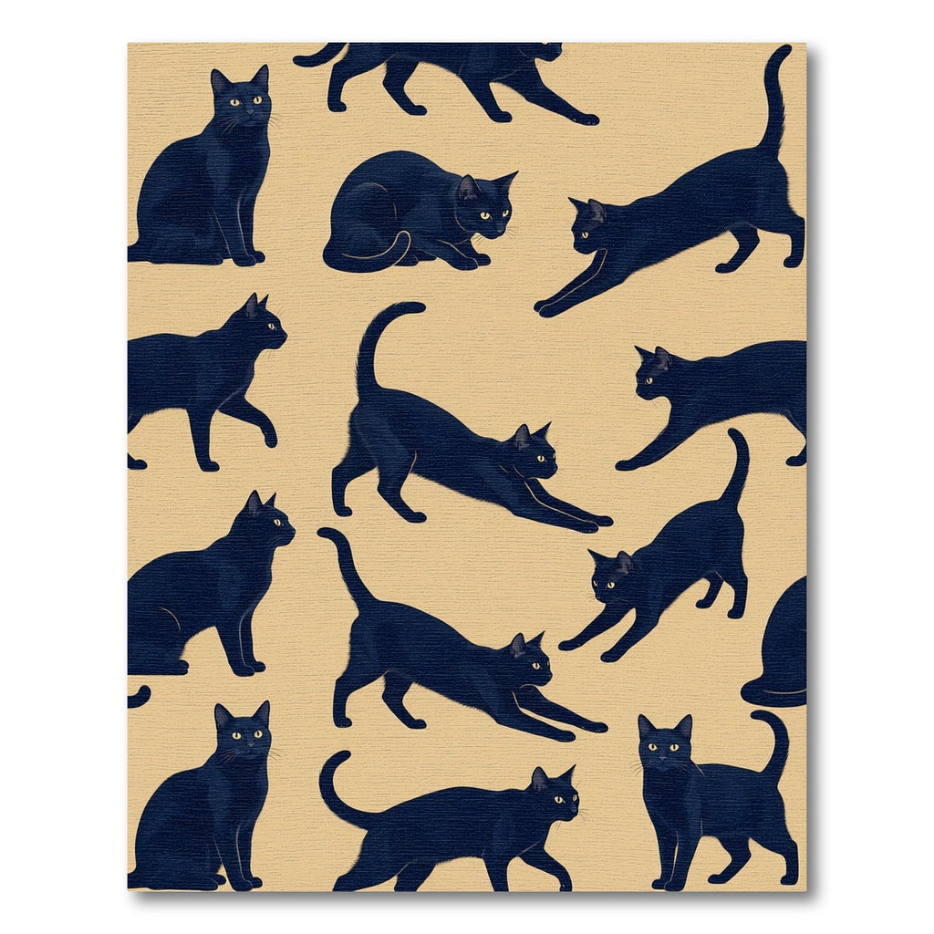 Minimalist Black Cat Silhouette Tapestry Rug