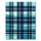 Modern Aquatic Blue Grid Plaid Rug