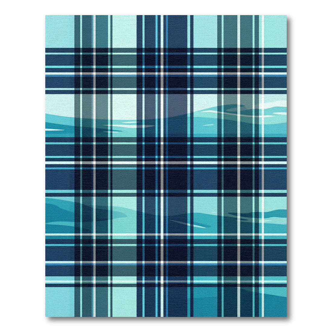 Modern Aquatic Blue Grid Plaid Rug