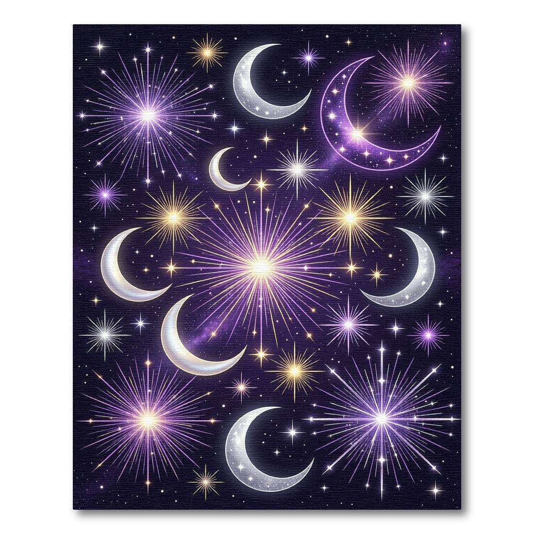 Celestial Ethereal Purple Moon Starry Night Rug