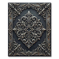 Ornate Silver Filigree Charcoal Iron Scroll Rug
