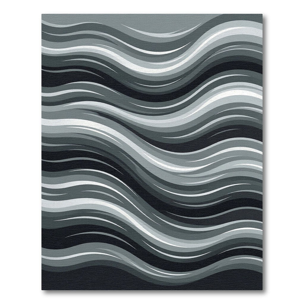 Monochromatic Abstract Wave Lines Rug