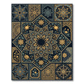 Intricate Golden Starburst Tile Collage Rug