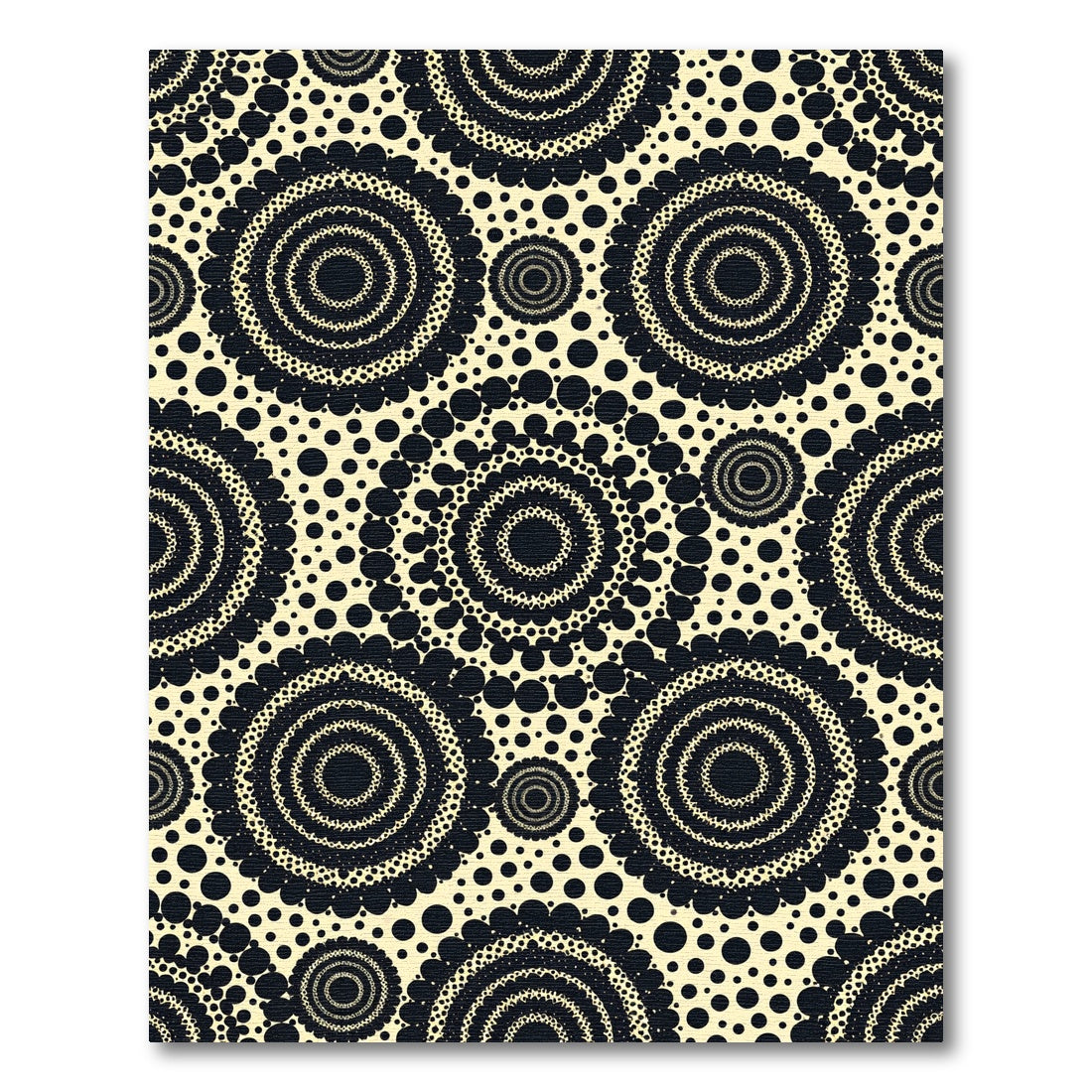 Cream Black Radial Sunburst Rug