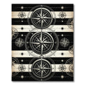 Monochrome Maritime Compass Nautical Stripe Floor Art Rug