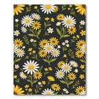 Cheerful Yellow White Daisy Meadow Rug